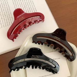 French Style Acetate Large Hair Claw Clip For Women Elegant Glossy Shark Clip With Gold Lettering Hair Accessories