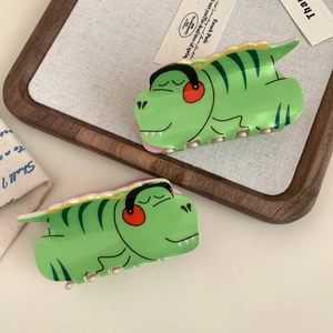Pince à Cheveux Crocodile en Acrylique Dessin Animé Mignon Forme de Dinosaure Vert pour Femmes Filles Accessoires Coiffure