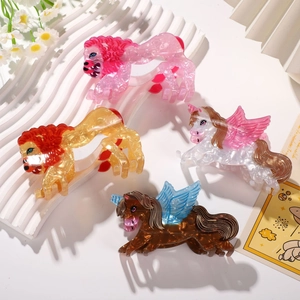 Handmade Acetate Animal Shaped Hair Claw Clip Lion Pegasus Unicorn Design Marble Texture Hair Clip Fashion Hair Accessories For Women