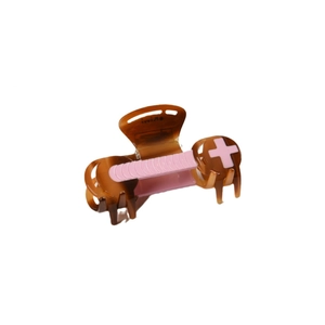 Elegant amber and pink acetate hair claw clip with stylish striped design for women