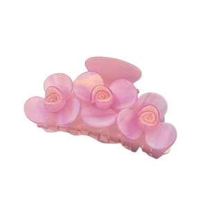 Pince à cheveux élégante en acétate avec fleurs roses dégradées pour coiffure femme