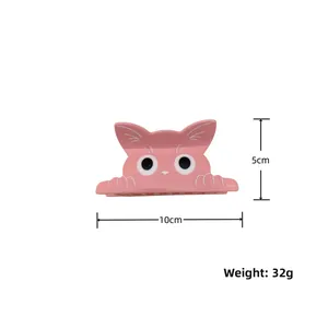 Pinza per capelli a gatto rosa con dimensioni 10cm x 5cm e dettagli del peso 32g