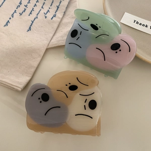 Korean Style Acetate Hair Claw Clip For Women Funny Expression Color Block Shark Clip Large Non Slip Hair Styling Accessory Gift