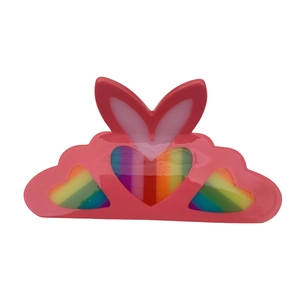 Rosa Herz-Haarklammer mit Regenbogenmuster und süßem Wolken-Design für Damenfrisuren