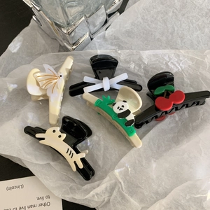 Pinces à Cheveux Mignonnes en Acétate de Cellulose Panda Cerise Chat Papillon Accessoire de Coiffure Élégant pour Femmes Filles