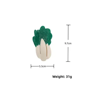 Detailed size view of creative cabbage-shaped acetate hair claw clip 9.7cm length