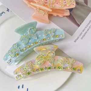 Lot de 3 pinces à cheveux papillon ornées de strass étincelants en couleurs assorties