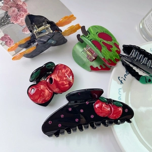 Pinces à Cheveux Fantaisie Halloween en Acétate de Cellulose Pomme Empoisonnée Chapeau de Sorcière Cerise pour Femmes Fête