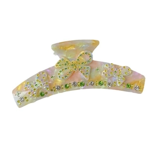 Grande pince à cheveux papillon élégante en acétate avec strass et texture marbre