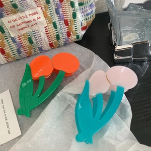 Elegante Molletta per Capelli a Fiore di Tulipano in Acetato Grande Clip Lucida a Forma di Pianta per Donna Gioielli per Capelli