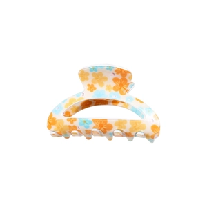 Haarklammer in Creme mit floralem Print und orange-blauen Blütenmustern für Damen