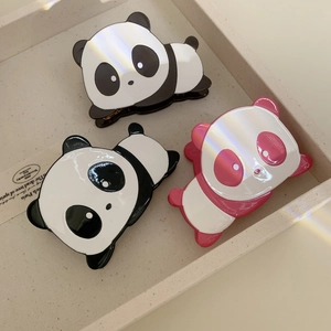 Cute Panda Shaped Acetate Hair Claw Clip Large Cartoon Animal Shark Hairpin Fashion Hair Accessories For Women Daily Styling
