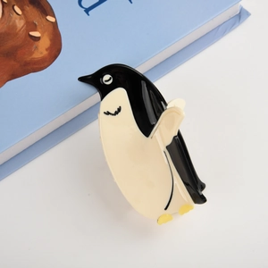 Niedliche Pinguin Haarklammer aus schwarz-weißem Acetat für Damen und Mädchen