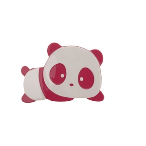 Pink and white panda hair claw clip made of acetate with a glossy polished finish