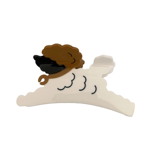 Pince à cheveux ours en peluche mignon en acétate blanc et marron au style cartoon