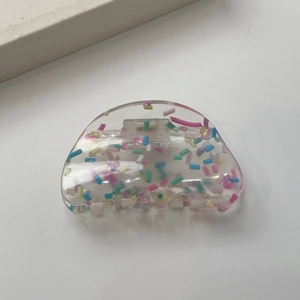 Transparent candy-colored sprinkles hair claw clip with vibrant decorative dots for women