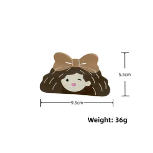 Détails de la pince à cheveux visage de fille avec nœud incluant dimensions et poids