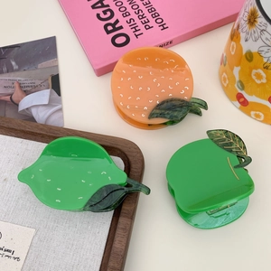 Women Acetate Fruit Hair Claw Clip Simulated Apple Orange Lemon Shape Glossy Resin Summer Fashion Hair Accessory
