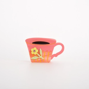 Pince à cheveux créative en forme de tasse rose avec décor floral en strass pour femme