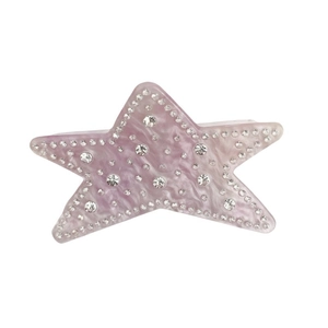 Purple acetate star hair claw clip with crystal rhinestones and marble finish
