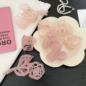 Pinces à Cheveux Élégantes Rose Translucide Fleur de Rose Coeur PS Plastique Accessoires Cheveux Pour Femmes Filles