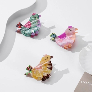 Acetate Bird Hair Claw Clip Women Cute Chicken Design Crown Marble Pattern Patchwork Shark Clip Fashion Hair Accessory