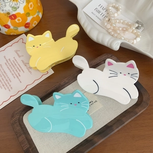 Cute Cat Shape Acetate Hair Claw Clip For Women Sweet Animal Shark Hair Clips Large Nonslip Hair Catch Barrettes Fashion Hair Styling Accessories