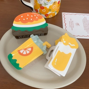 Creative Acetate Food Shape Hair Claw Clip Cartoon Hamburger Orange Juice Beer Mug Shark Clip Cute Fruit Hair Accessories For Women