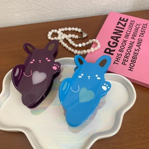 Cute rabbit cellulose acetate hair claws in purple and blue with heart patterns