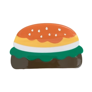 Creative hamburger hair claw clip made of glossy acetic acid with colorful summer layers