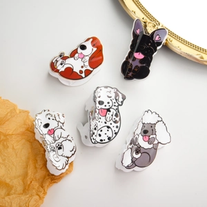 Leuke cartoon honden haarklemmen set van acryl voor dames, diverse dieren ontwerpen