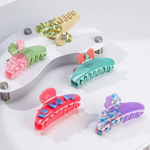 Pinza per Capelli in Acetato con Fiori e Strass Fatta a Mano Patchwork con Farfalla Marmorizzata Accessori per Capelli da Donna