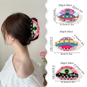 Lot de pinces à cheveux chic en acrylique UFO Alien avec guide de taille et style