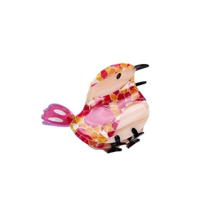 Cute bird shaped acetate hair claw clip with colorful mosaic marble pattern design