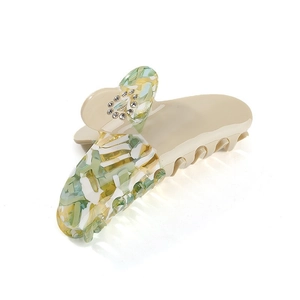 Elegante pinza per capelli in acetato con motivo a mosaico e dettagli in strass lucidi