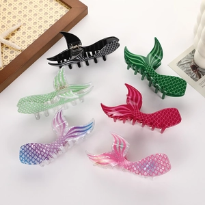 Mermaid Tail Acetate Hair Claw Clip Fish Scale Design Large Shark Clip Elegant Marine Style Hair Accessory For Women