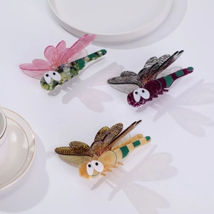Handmade Acetate Dragonfly Hair Claw Clip For Women High Quality Cartoon Insect Shape Shark Clip Fashion Hair Accessories