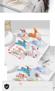 Detailed size specifications for acetate elk hair claws in various colors and floral patterns