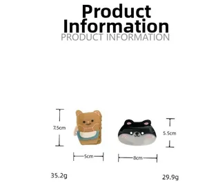 Size chart showing dimensions and weight for cute bear and cartoon animal hair claws