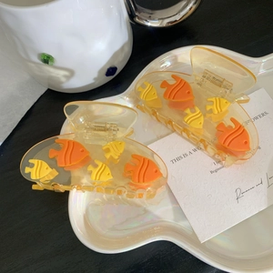 Acetaat Geel Tropische Vis Haarklem Schattig Diervorm Haarklem Modieus Haaraccessoires Voor Dames Dagelijkse Decoratie