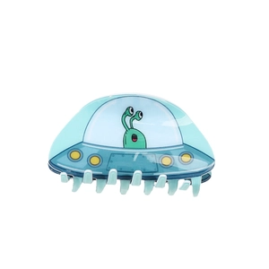 Pince à cheveux minimaliste en acrylique alien UFO bleu avec design créatif de requin