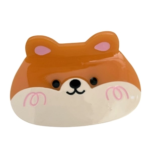 Cute Shiba Inu patterned acetate hair claw clip for women with glossy finish