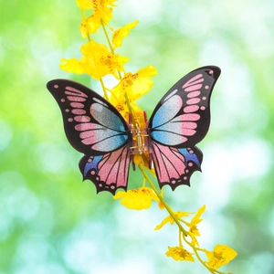 Charming butterfly hair claw clip with pink and blue gradient glitter for elegant styling