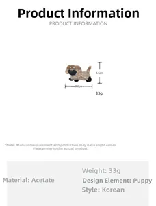 Detaillierte Größenangaben für Acetat-Hundehaarklammer mit Maßen von 9,6 cm x 5,5 cm
