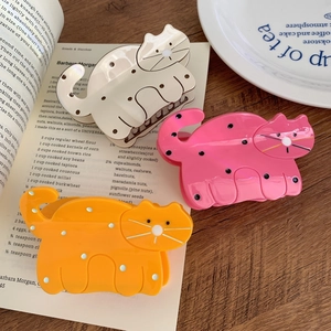 Cute Cartoon Cat Acetate Hair Claw Clip Large Polka Dot Shark Clip Animal Shape Hair Accessory For Women Girls Styling