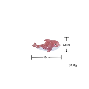 Pince à cheveux dauphin en marbre rose avec dimensions de 13cm de long et 5.5cm