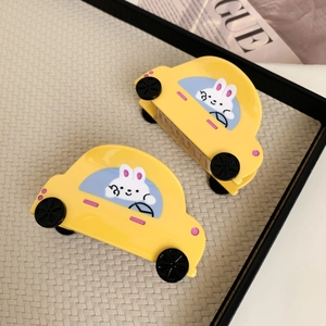 Pinces à cheveux mignonnes en forme de voiture jaune avec lapin pour femmes et filles