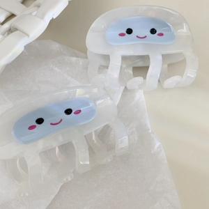 Cute jellyfish claw hair clips for women made of acetate, 45-degree angle creative design