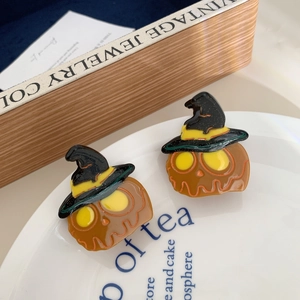 Molletta per Capelli di Halloween a Forma di Zucca con Cappello da Strega Acetato Accessorio Divertente per Capelli da Donna