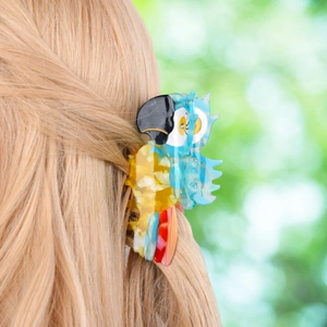 Mode Bunter Papagei Acetat Haarklammer Mit Strass Auge Große Tropische Tier Antirutsch Haarkralle Für Damen Urlaub Accessoires